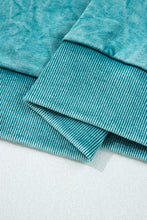 Sea Green saved by grace Letter Embroidery Mineral Wash Loose Sweatshirt