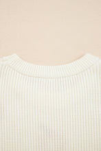 Beige Pumpkin Embroidered Ribbed Thanksgiving Halloween Holiday Sweater