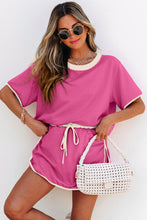 Evergreen Colorblock Edge Drop Shoulder T Shirt and Skort 2Pcs Set