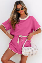 Evergreen Colorblock Edge Drop Shoulder T Shirt and Skort 2Pcs Set