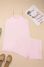 Pink Plus Size Build-in Shorts Sleeveless Dress With Short Two Piece Set