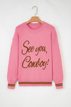 Peach Blossom See You Cowboy Embroidered Western Graphic Sweater