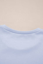 Beau Blue Puff Sleeve Pearl Embellished Scallop Trim Top 2 Piece Skort Set