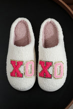 Pink XO XO Glitter Trim Letter Patched Plush House Slippers