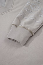 Parchment Aztec Embroidered Western V Neck Sweatshirt