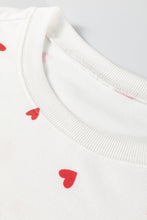 Fiery Red Tiny Hearts Printed Long Sleeve Top Drawstring Lounge Pant Set