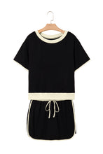 Evergreen Colorblock Edge Drop Shoulder T Shirt and Skort 2Pcs Set