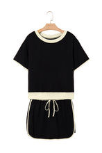 Evergreen Colorblock Edge Drop Shoulder T Shirt and Skort 2Pcs Set