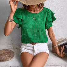 Casual round Neck Ruffle Sleeve Women's Top Spring Summer Fashion Female T-shirt