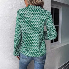 Office Lady Button Lotus Leaf Splicing V-neck Long Sleeved Shirt For Women