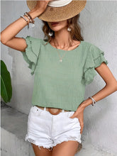 Casual round Neck Ruffle Sleeve Women's Top Spring Summer Fashion Female T-shirt