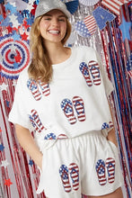 2024 Summer New Women's Independence Day t shirt Sequin Pants Two-piece y2k top