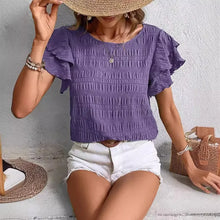 Casual round Neck Ruffle Sleeve Women's Top Spring Summer Fashion Female T-shirt