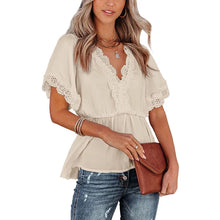 Summer Women White Korean Elegant SEXY Blusas Lace Patchwork V Neck