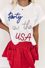 White Round Neck Short Sleeve Party in Graphic Tee Shirts