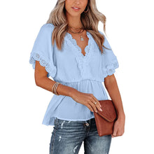 Summer Women White Korean Elegant SEXY Blusas Lace Patchwork V Neck