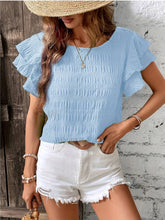 Casual round Neck Ruffle Sleeve Women's Top Spring Summer Fashion Female T-shirt