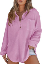 Simple Long Sleeved Button Blouse Women's Solid Color Loose T-Shirt Autumn Spring Top