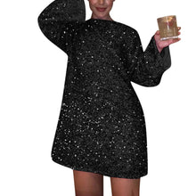 Women's Round Neck Long Sleeve Sparkling Sequin Dress And Cute Party Dress Women 2025 Trend Womens Dress