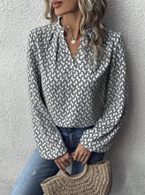 Office Lady Button Lotus Leaf Splicing V-neck Long Sleeved Shirt For Women