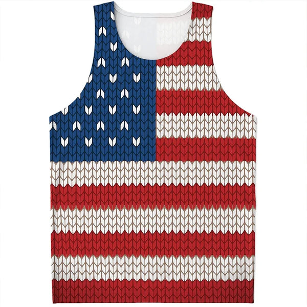 American Eagle Flag Pattern Tank Top Gym Tee Shirts 3D Printing