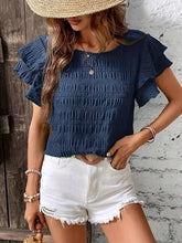 Casual round Neck Ruffle Sleeve Women's Top Spring Summer Fashion Female T-shirt