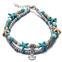 Bohemia Blue Beaded Anklet Handmade Anklets Women Girl Beach Foot Jewelry