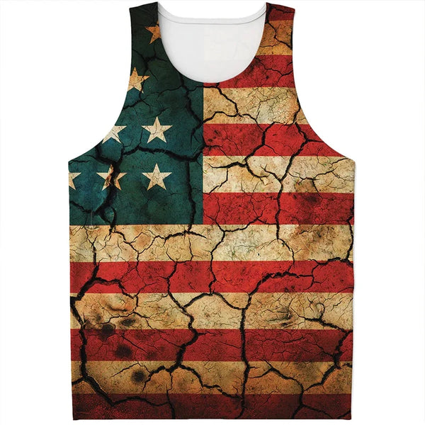 American Eagle Flag Pattern Tank Top Gym Tee Shirts 3D Printing