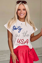 White Round Neck Short Sleeve Party in Graphic Tee Shirts