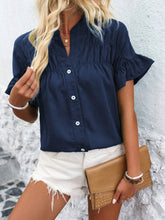 Women Button Solid Cotton Linen Blouses Summer 2025 Fashion Stand Up Short Sleeve Shirts