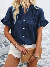 Women Button Solid Cotton Linen Blouses Summer 2025 Fashion Stand Up Short Sleeve Shirts
