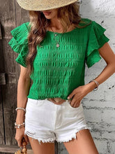 Casual round Neck Ruffle Sleeve Women's Top Spring Summer Fashion Female T-shirt