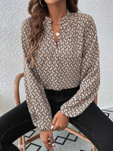 Office Lady Button Lotus Leaf Splicing V-neck Long Sleeved Shirt For Women