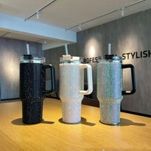 Diamond Thermos Cup with Handle,Coffee Insulated Bottle, Stainless Steel, Car Vacuum Flasks, Maintains Heat