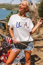 Independence Day Sequin Flag Pattern Kingcake Graphic T Shirt