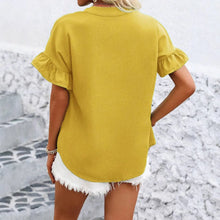Women Button Solid Cotton Linen Blouses Summer 2025 Fashion Stand Up Short Sleeve Shirts