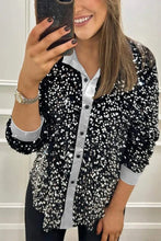Spring Autumn Casual Shiny Sequin Women's Shirt Elegant Office Lapel Long Sleeved Top Fashion
