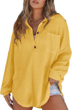 Simple Long Sleeved Button Blouse Women's Solid Color Loose T-Shirt Autumn Spring Top