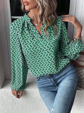 Office Lady Button Lotus Leaf Splicing V-neck Long Sleeved Shirt For Women