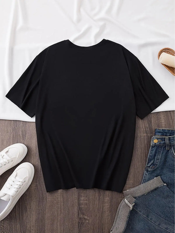 Short-sleeved T-shirt with letter print, casual round neck T-shirt for Adult, Men, Women, Teen, Teenager
