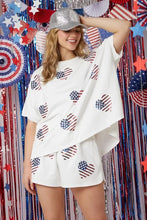 2024 Summer New Women's Independence Day t shirt Sequin Pants Two-piece y2k top
