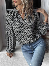 Office Lady Button Lotus Leaf Splicing V-neck Long Sleeved Shirt For Women