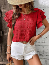 Casual round Neck Ruffle Sleeve Women's Top Spring Summer Fashion Female T-shirt