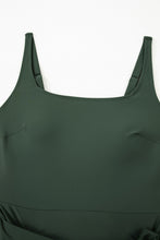 Black Side Tied Waist Square Neck Adjustable Straps A-line One Piece Swim Dress