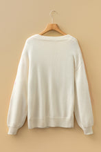 Simply Taupe Embroidered Floral Sleeve Round Neck Loose Sweater