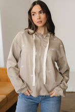 Goat Contrast Bow Embroidered Zip Up Jacket Hoodie