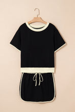 Evergreen Colorblock Edge Drop Shoulder T Shirt and Skort 2Pcs Set