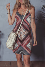Red Geometric Paisley Print Sleeveless Shift Mini Dress
