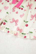 White Floral Print Contrast Pipping Short Pajamas Set