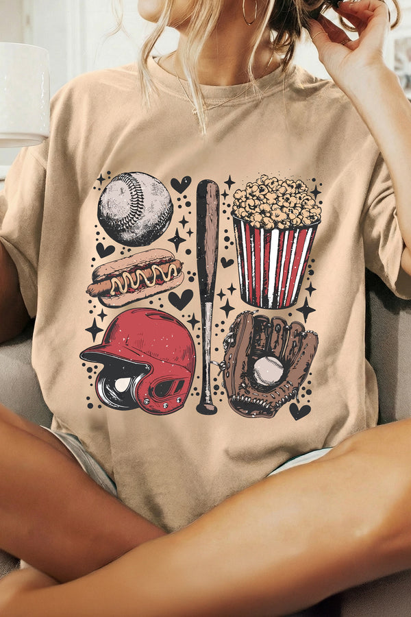 Khaki Retro Baseball Game Day T Shirt